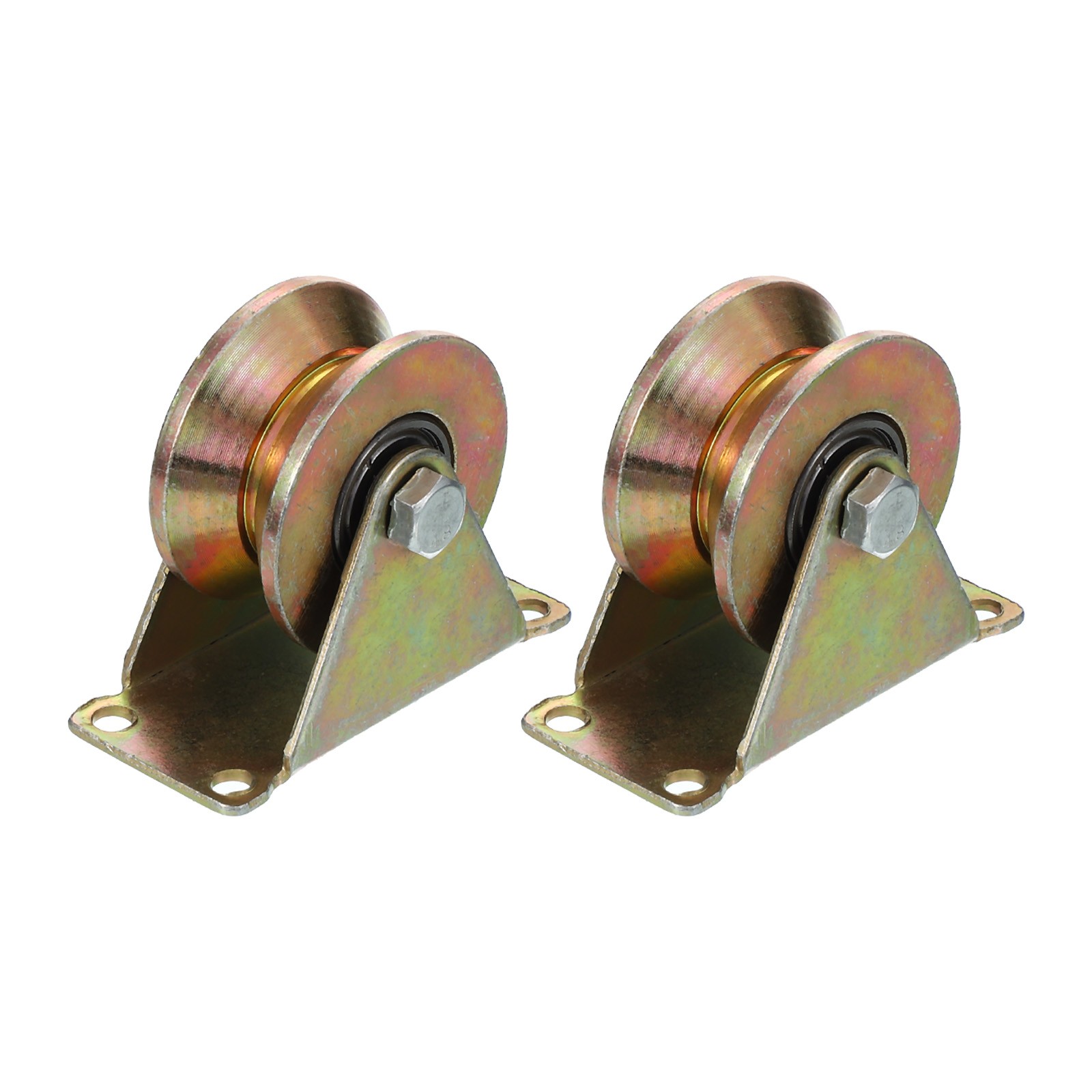 2Pcs Groove Wheel Caster V Type 2.5 Inch 551 Lbs Capacity Cast Iron