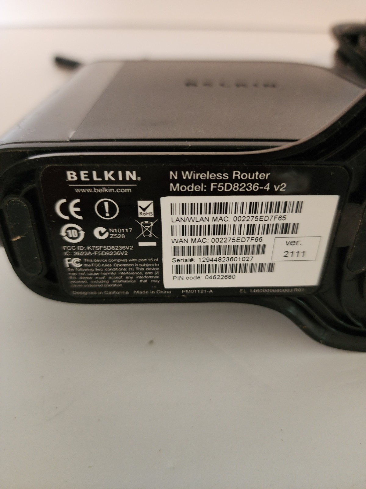 Belkin Wireless Router F5D 8236-4