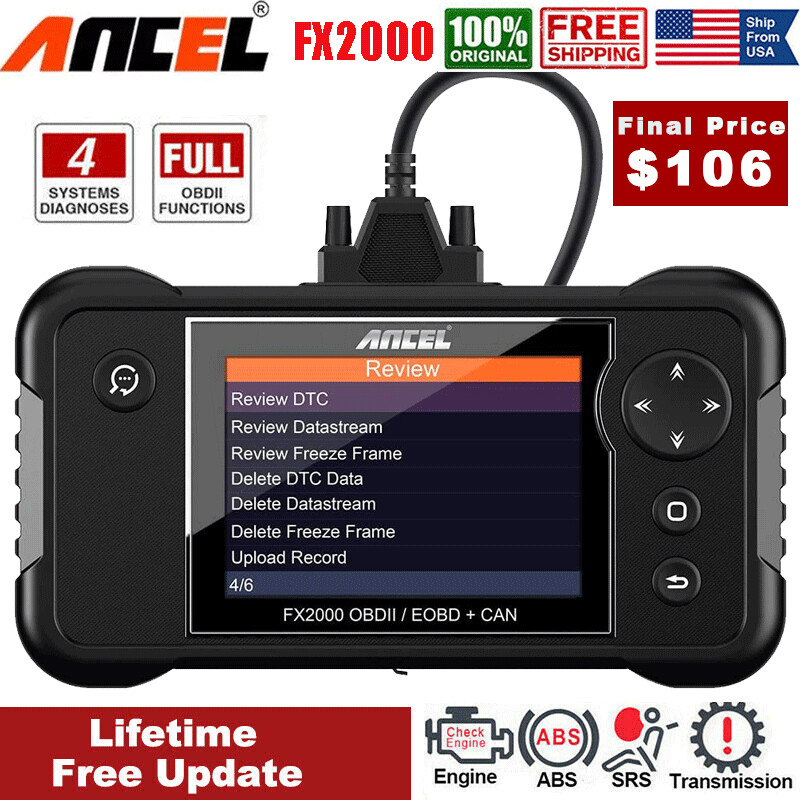Automotive OBD2 Scanner Diagnostic Code Reader Car ABS SRS Transmission Engine