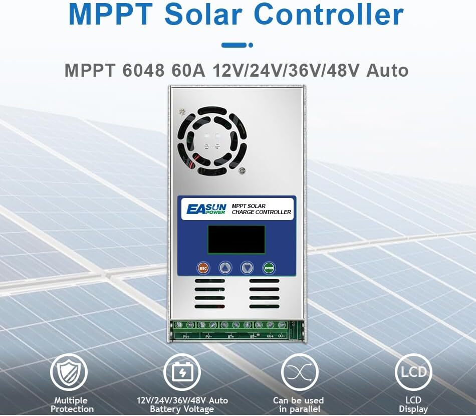 Easun 60A 80A 100A MPPT Solar Panel Regulator Charge Controller 12/24/36/48V US