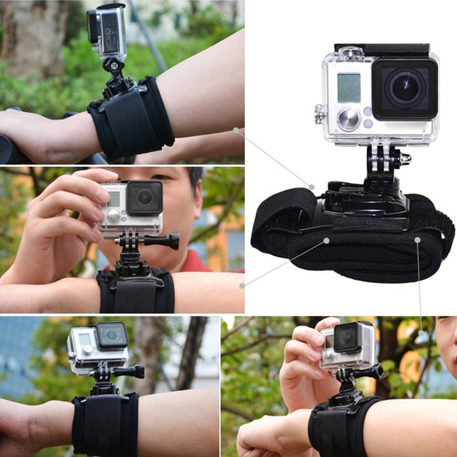360° Rotatable Wrist Strap Hand Belt For GoPro Hero 6 5 4 3+ Mountain Cycling