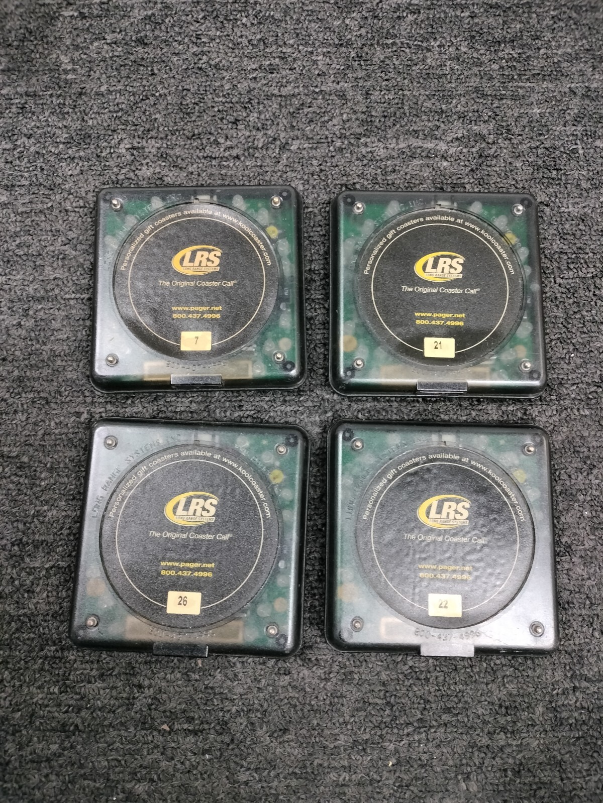 (LOT OF 4) LRS Long Range Systems Coaster Call Restaurant Pager (R8500)