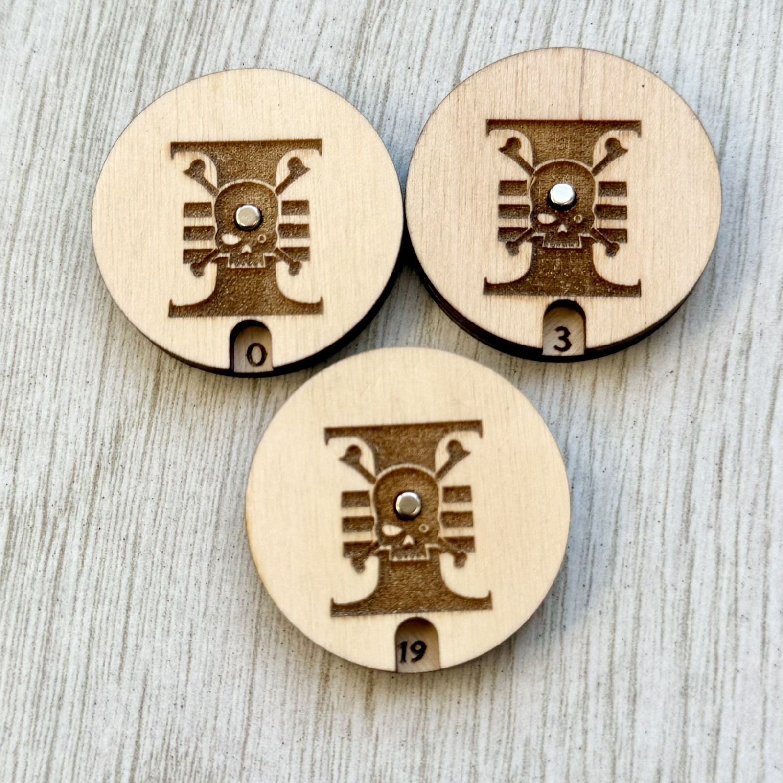 Warhammer 40k Death watch 0-20 engraved wound counter wooden tracker set of 3
