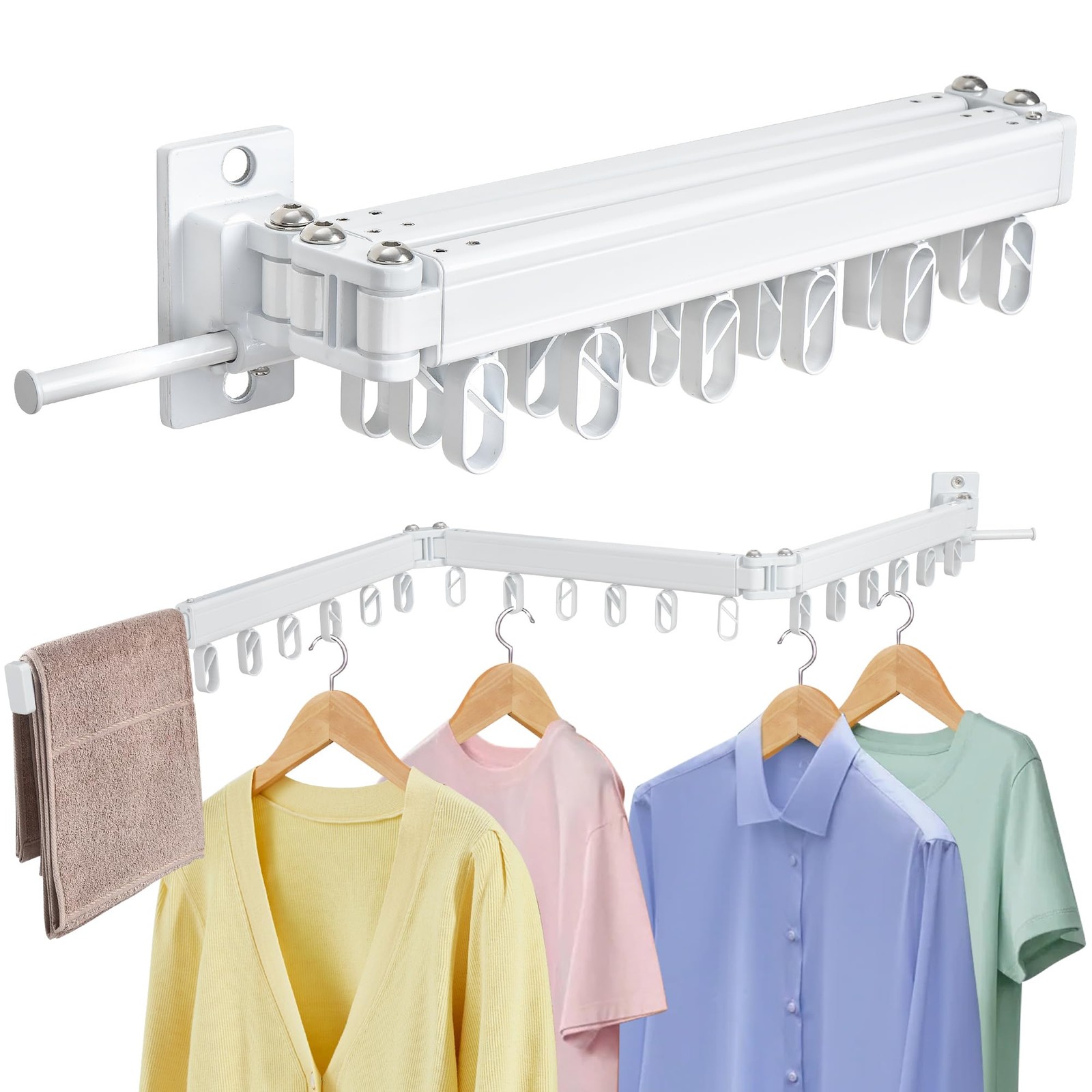 Clothes Drying Rack Wall Mounted Foldable, Retractable & Collapsible(Tri-Fold...
