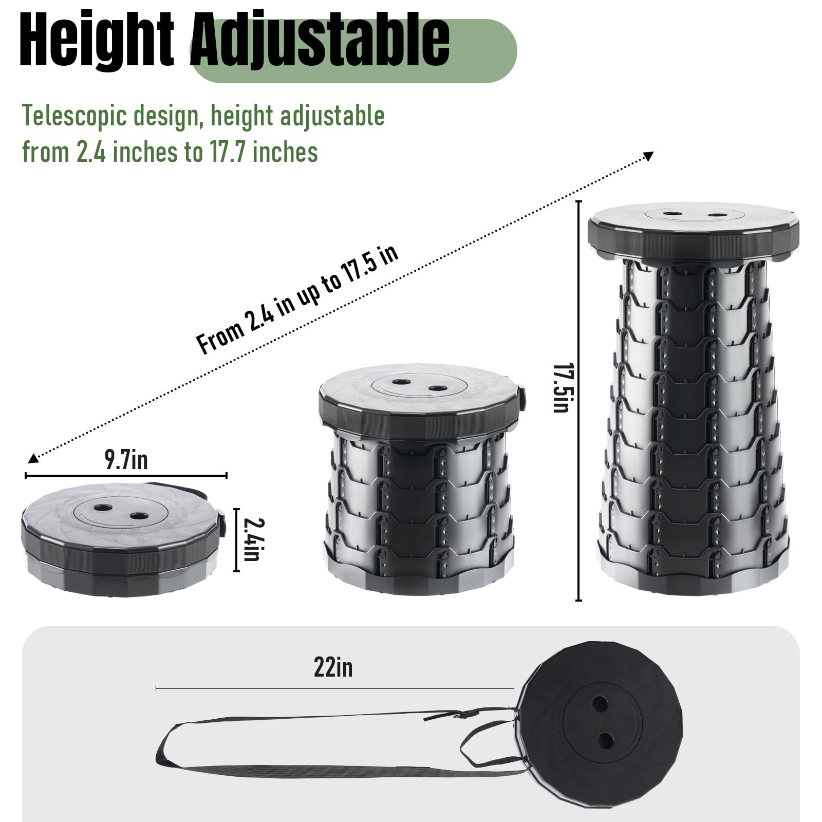 Upgraded Foldable Stool Thickened, Portable Collapsible Stool Retractable Sto...