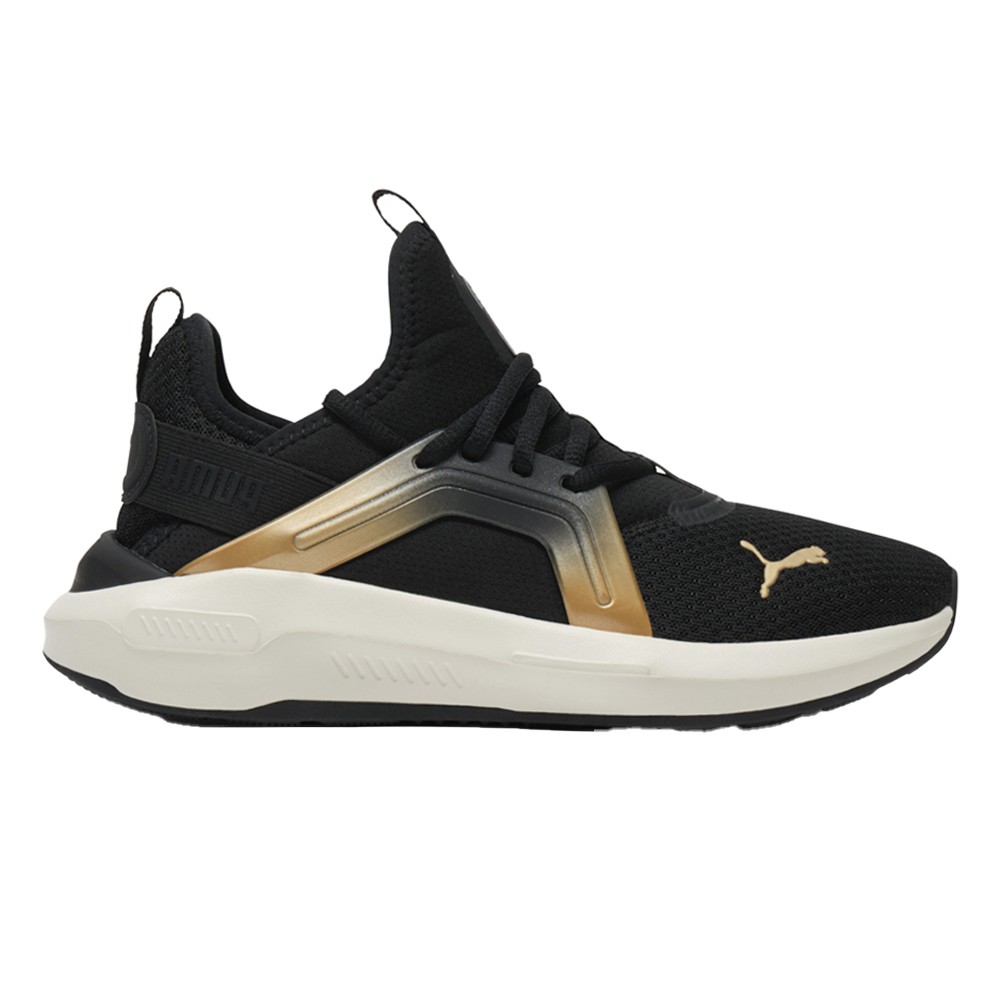 PUMA Softride Enzo 5 Metallic Wide Lace Up  Womens Black Sneakers Casual Shoes 3