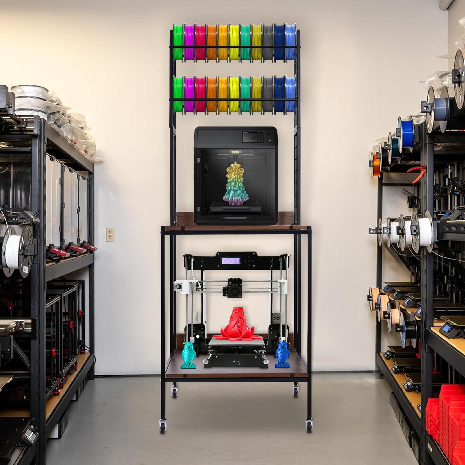 3D Printer Filament Storage Rack 4-Tier 3D Printer Stand with Storage