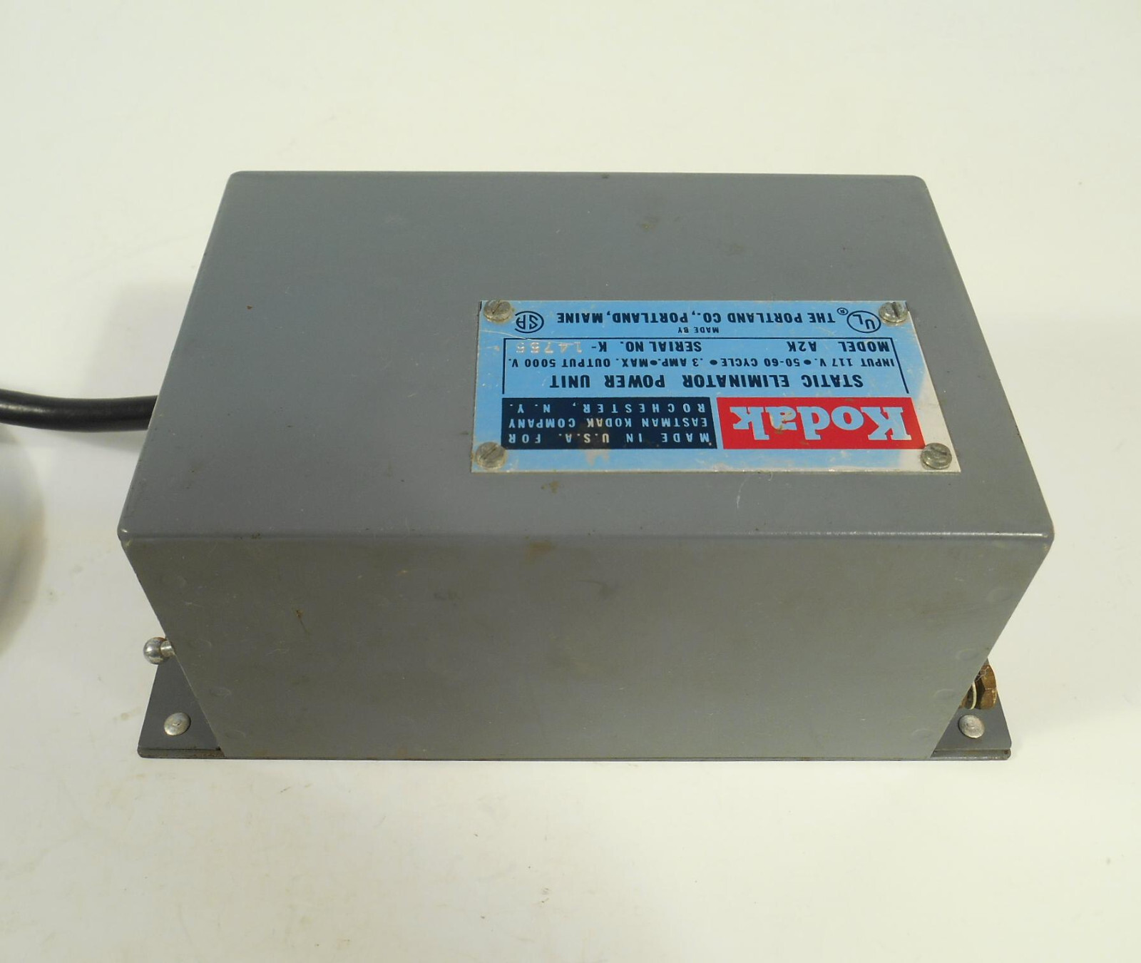 Kodak A2K Static Eliminator Power Unit Transformer 117V Input .3A 5000V Output