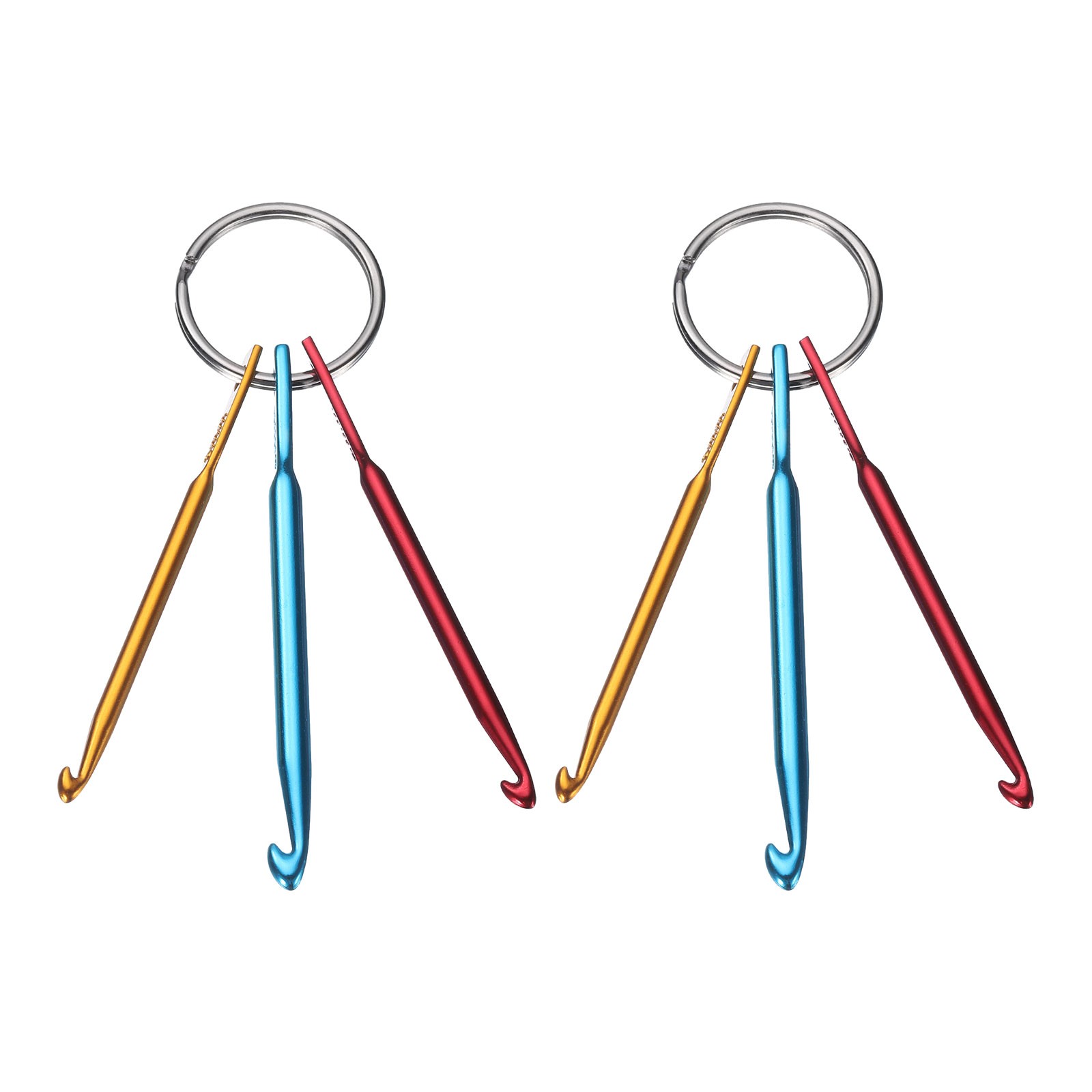 2 Set Aluminum Keychain Crochet Hook Mini Mixed Small Short Crochet Tool