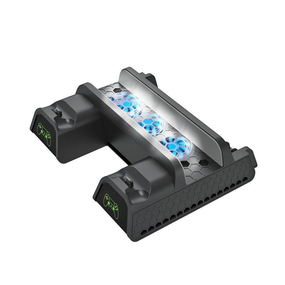 PS4/Slim/Pro Dual Controller Charger with Vertical Cooling Stand, Game Storage