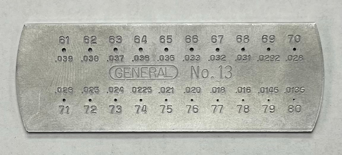 GENERAL TOOL #13 DRILL GAGE SIZES 61-80