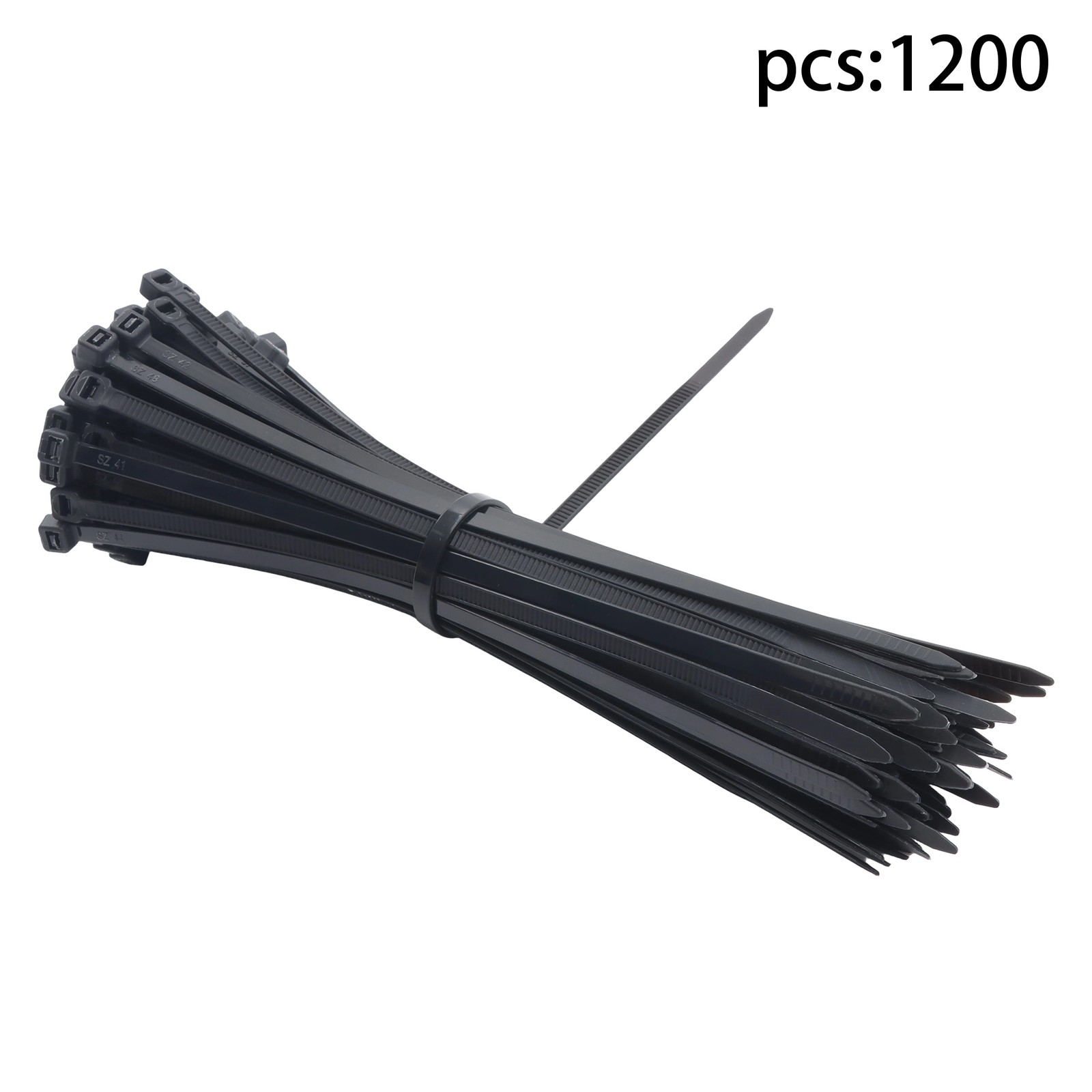 8 Inches, 65 lb Tensile Strength, Self-locking Nylon Cable Ties, Black, 1200Pcs