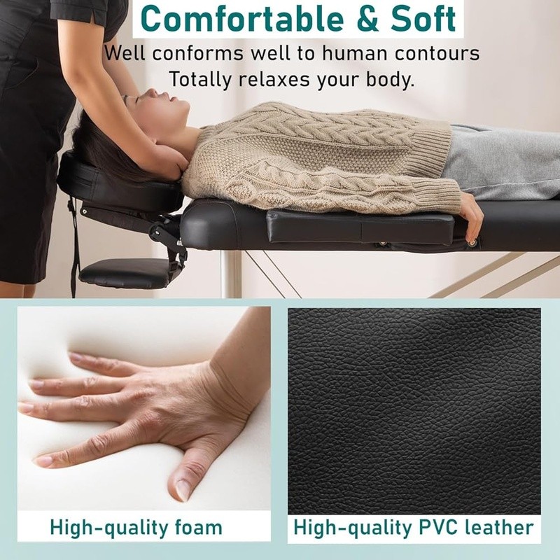 Portable Massage Table Easy Setup Adjustable Height Lightweight Spa Bed 450lbs