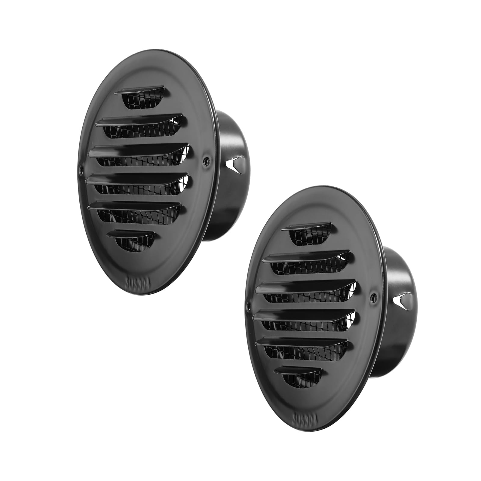 OGANAZI 2 PCS 3 Inch Stainless Steel Air Vents Round Black Soffit Vent Cover ...