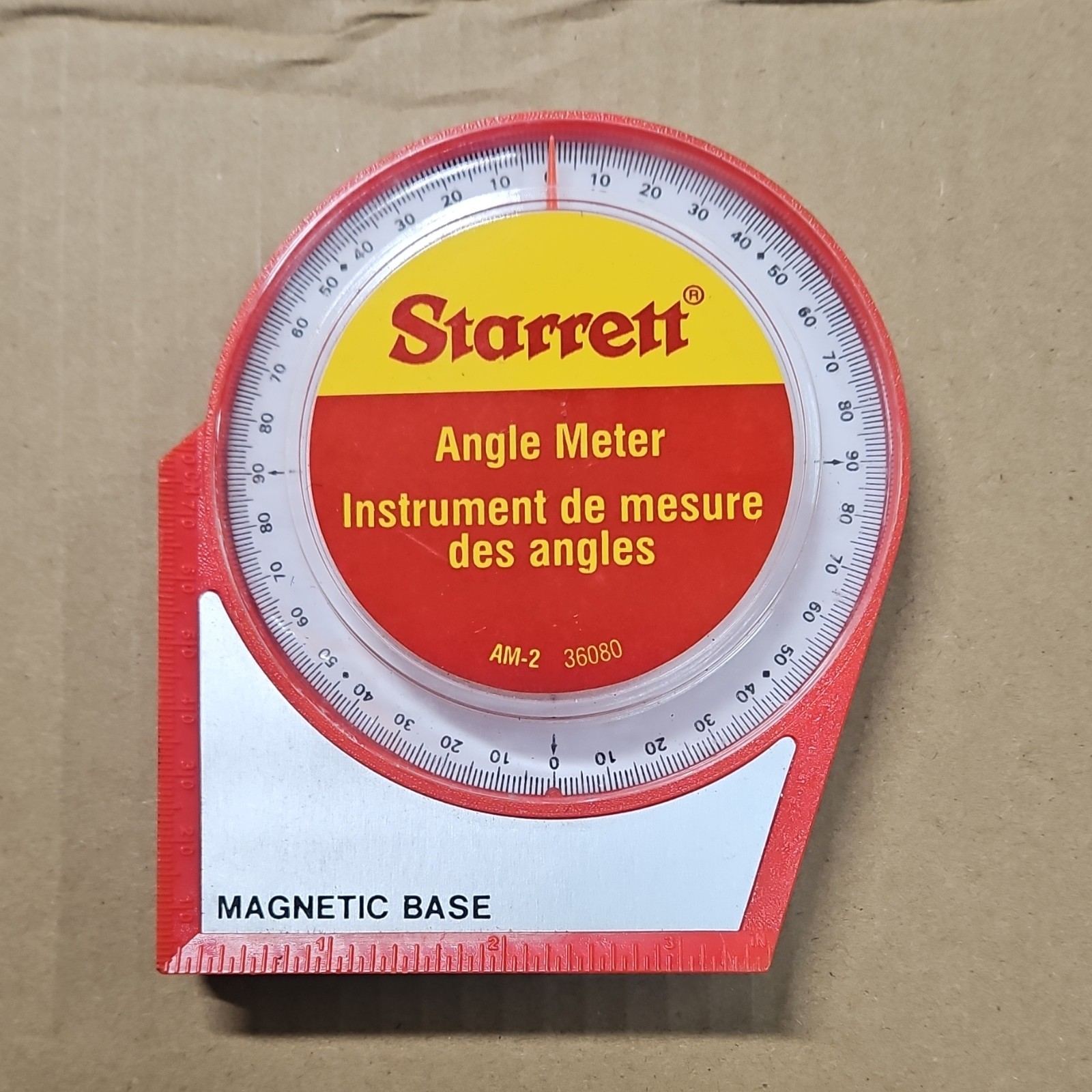 Starrett Angle Meter AM-2 36080 Magnetic Base Round Head 0-90° Range Level
