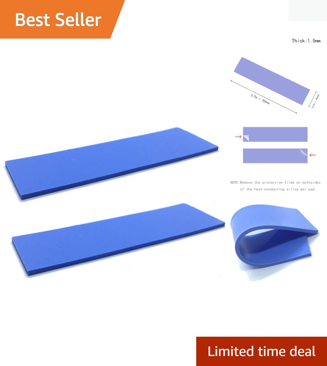 M.2 2280 SSD Thermal Pads 2PCS, Soft, Easy to Apply, High Conductivity