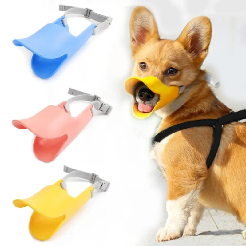 Dog Silicone Duck Muzzle for Pet Anti Bite Stop Barking Small Large Dog Mask Pet