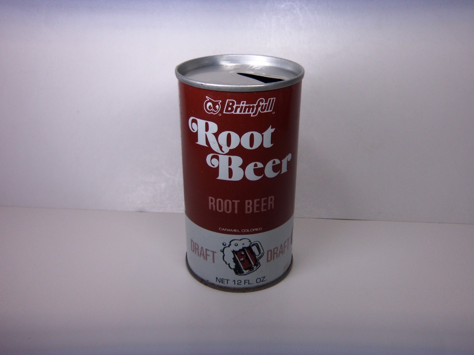 BRIMFULL ROOT BEER 12 OZ STEEL CAN  HOPKINS, MN.  VINTAGE
