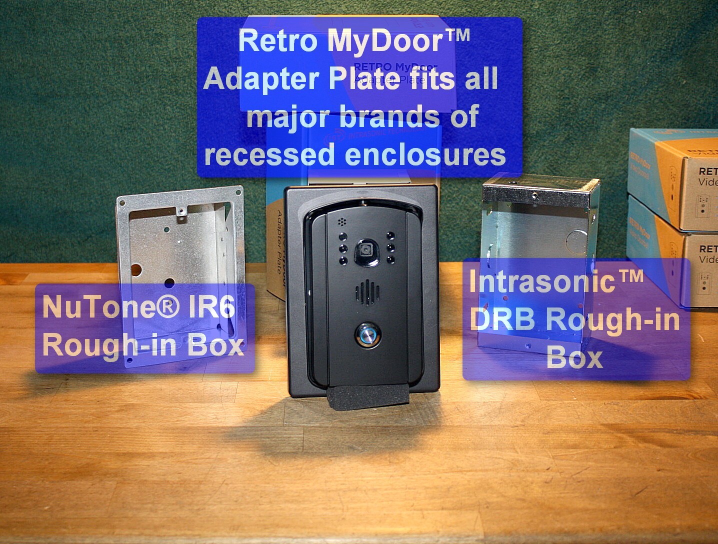 Intrasonic™ Retro MyDoor™ Video Doorbell (Black) & Adapter Plate (Black)