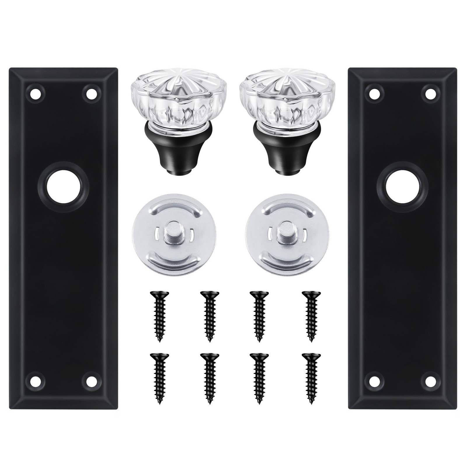 2 Pack Vintage Matte Black Single Sided Crystal Dummy Door Knobs Interior, An...
