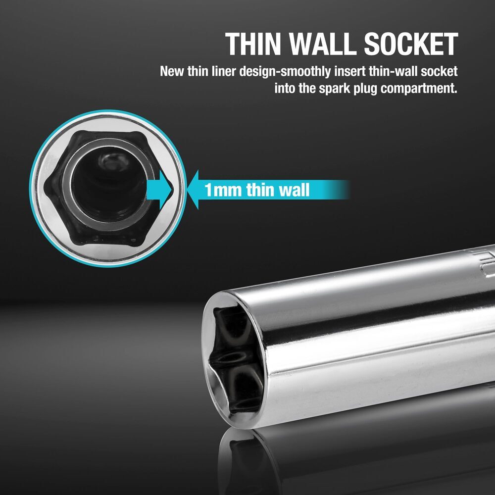 DURATECH 5/8" Swivel Magnetic Spark Plug Socket Thin Wall Spark Plugs Socket USA
