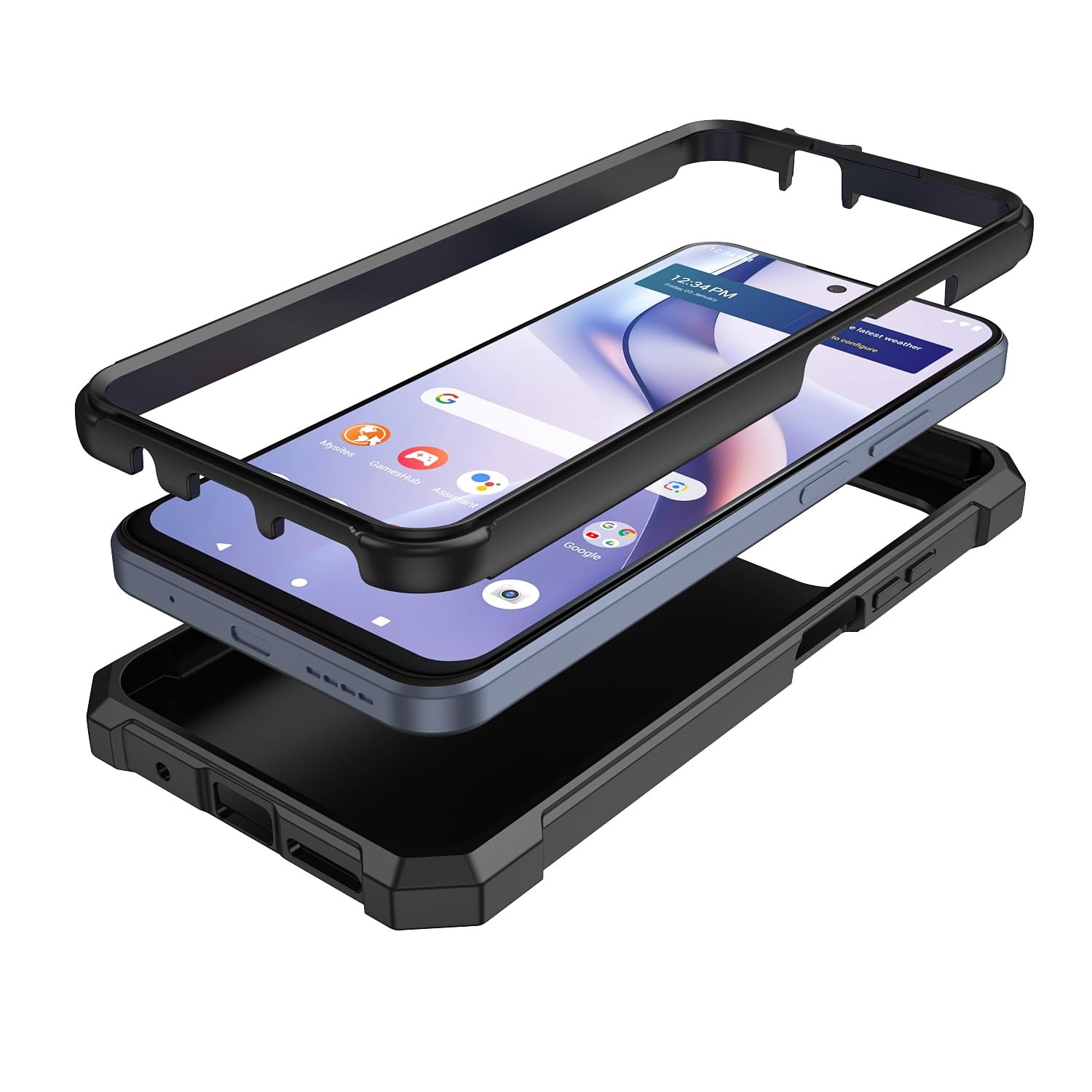 WODAF for BLU View Speed Ultra 5G Case, with Screen Protector Hard PC Black