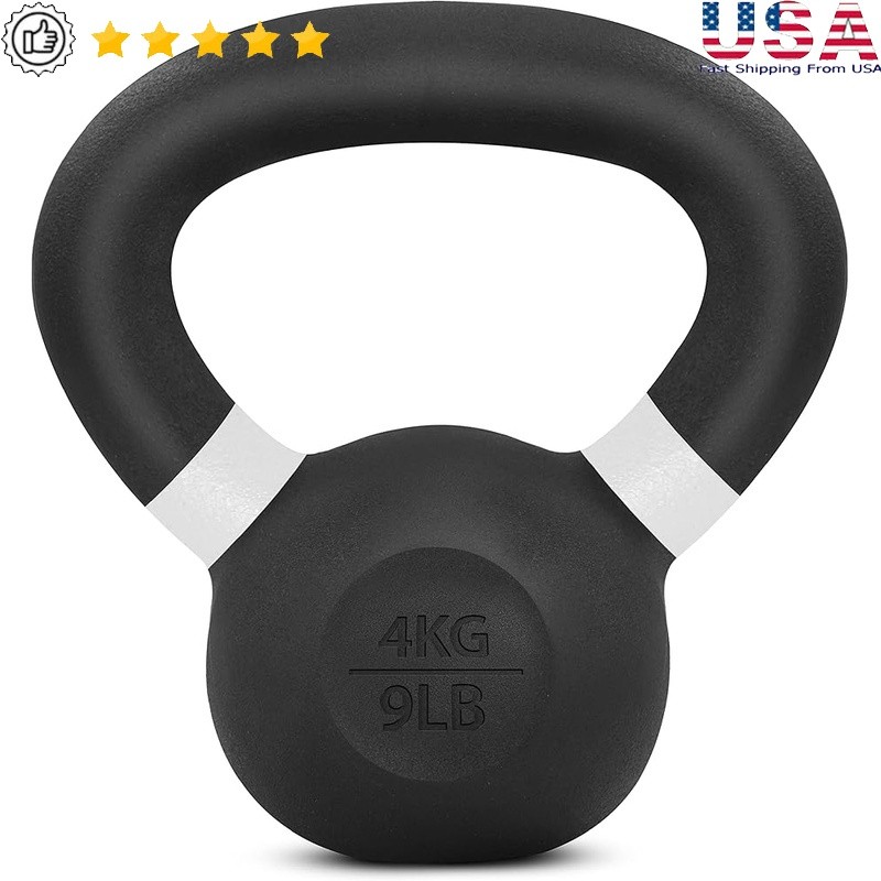 Cast Iron Kettlebell Powder Coated Non Slip Handle Weight Training Fitness New