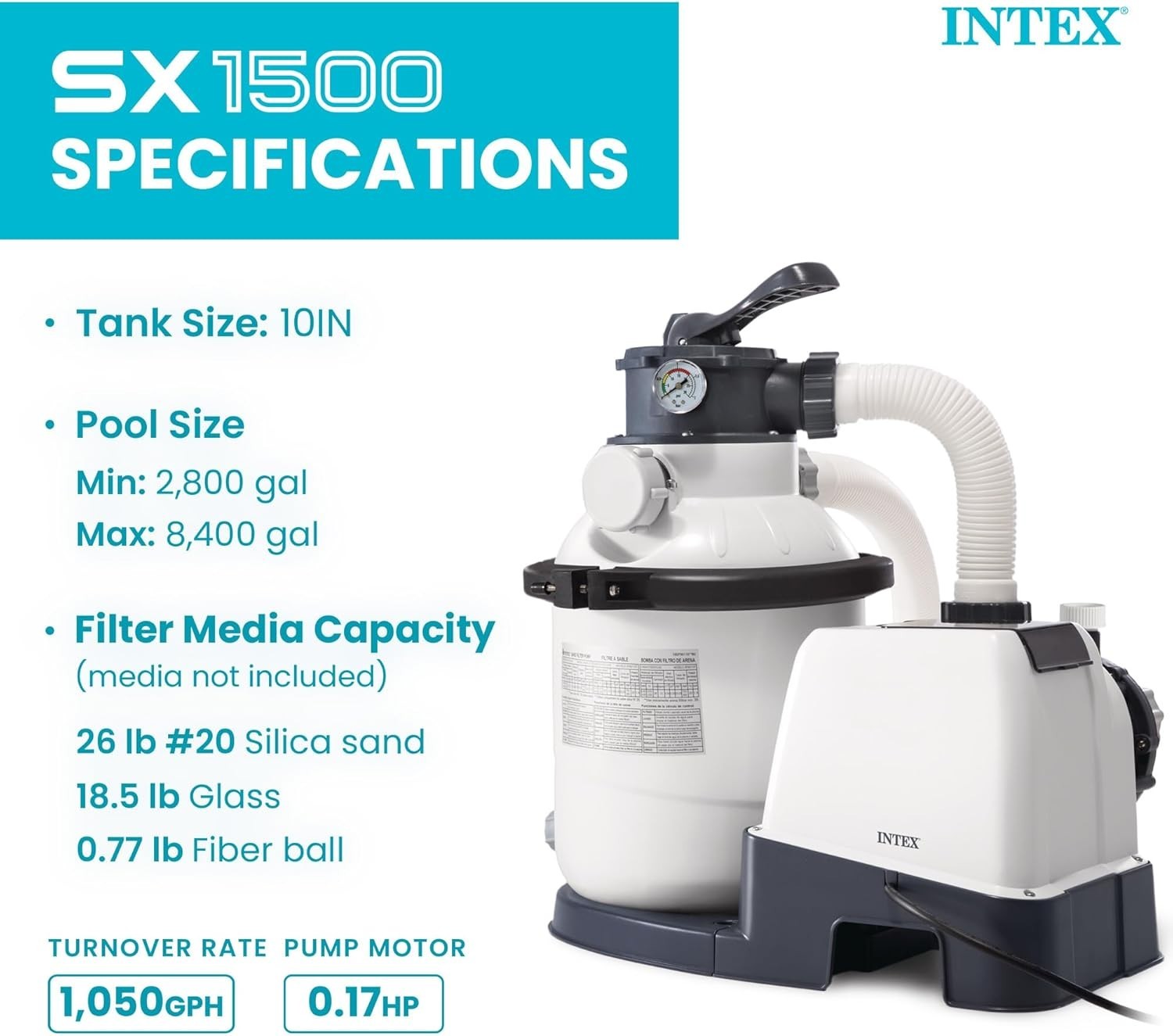 Intex Krystal Clear 1500 GPH Sand Filter Pump