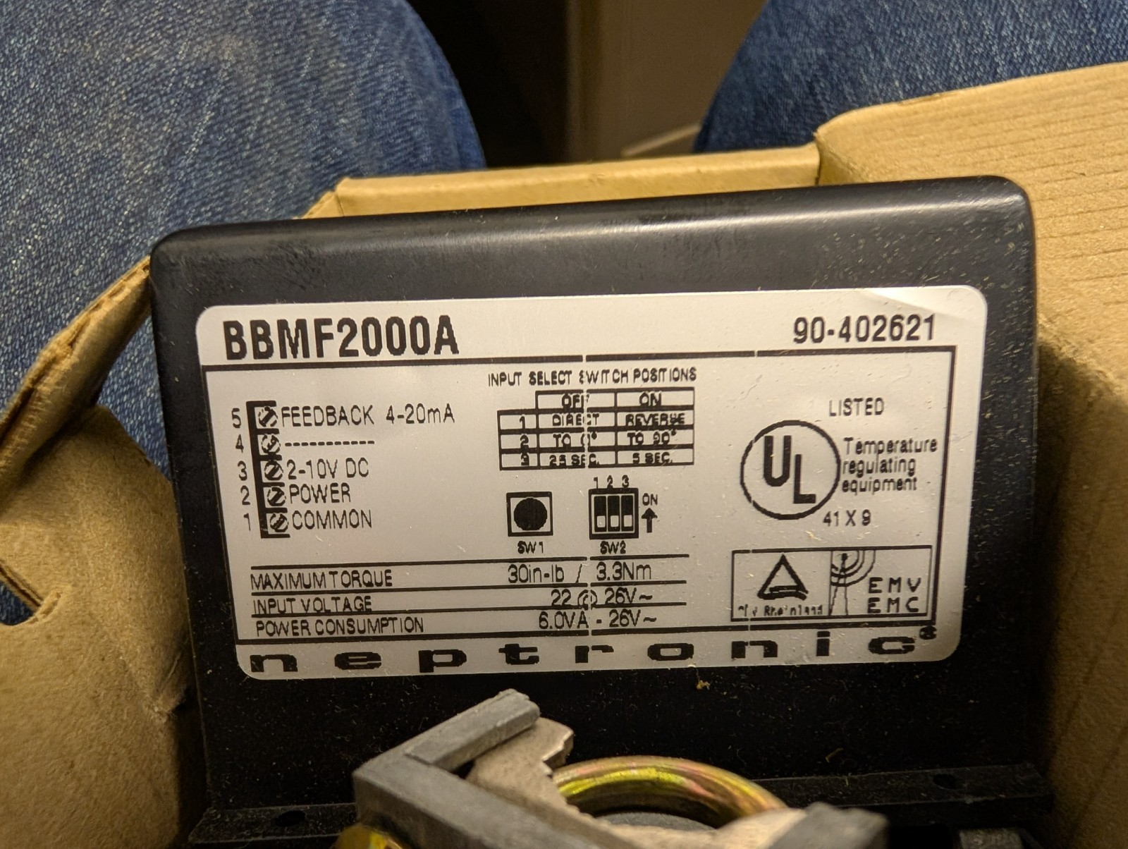 Neptronic BBMF2000A Actuator, 30in-lb, 5-25Sec. 26V