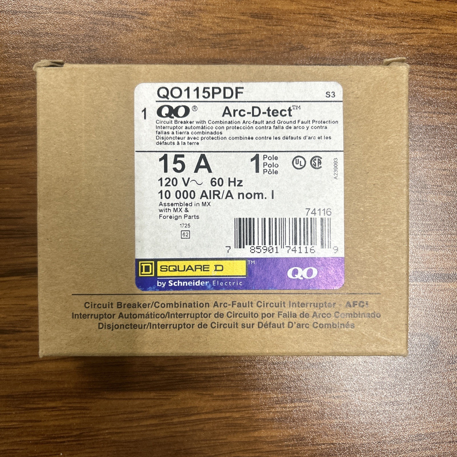 Brand New Square D QO115PDF 15 Amp Plug On Neutral AFCI/GFCI Circuit Breaker