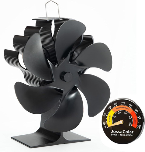 JossaColar Wood Stove Fan Heat Powered Fireplace Non Large, Black