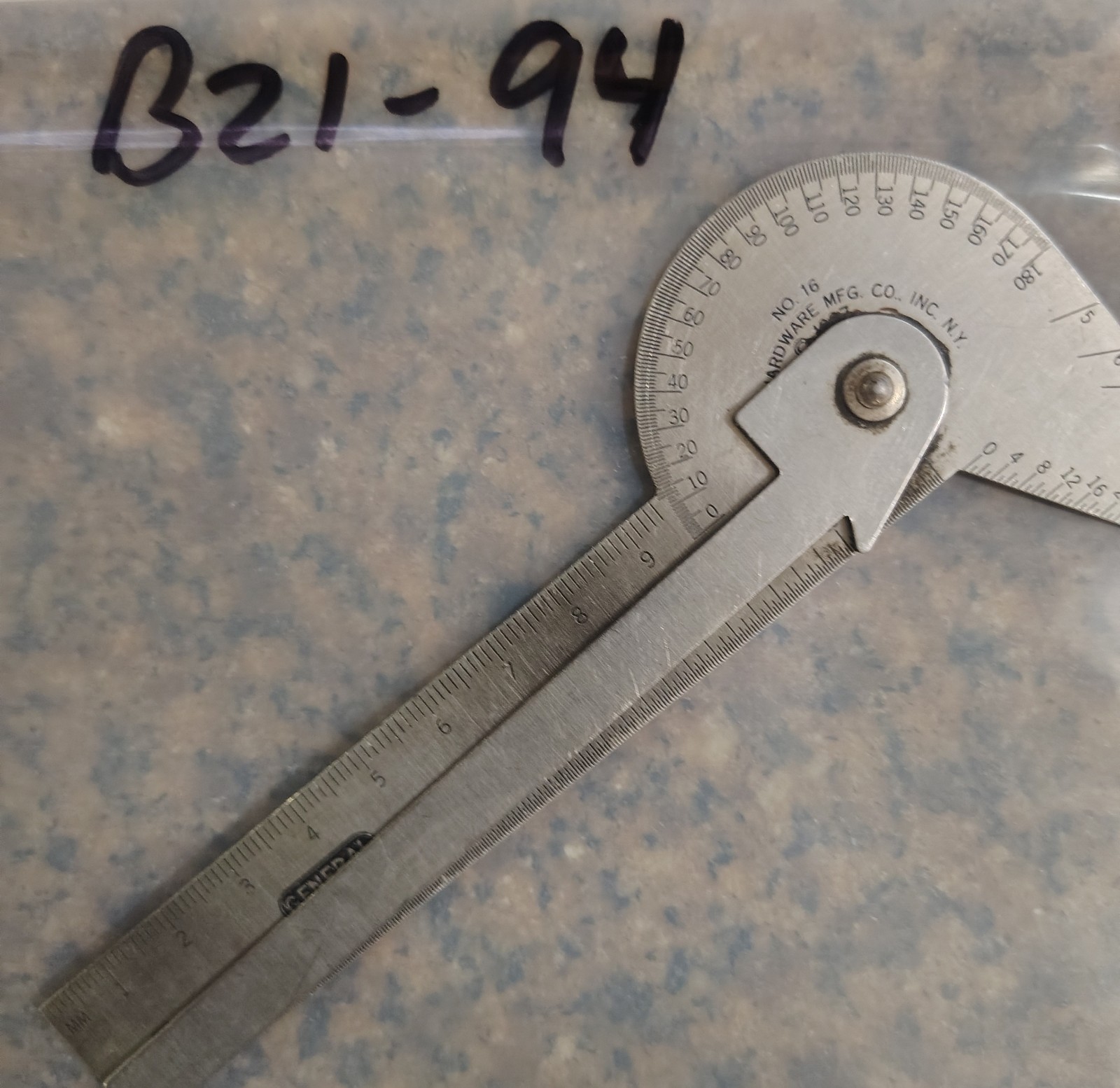 🗽GENERAL No. 16 RULE GAGE PROTRACTOR DRILL POINT CENTER EXCELLENT CONDITION