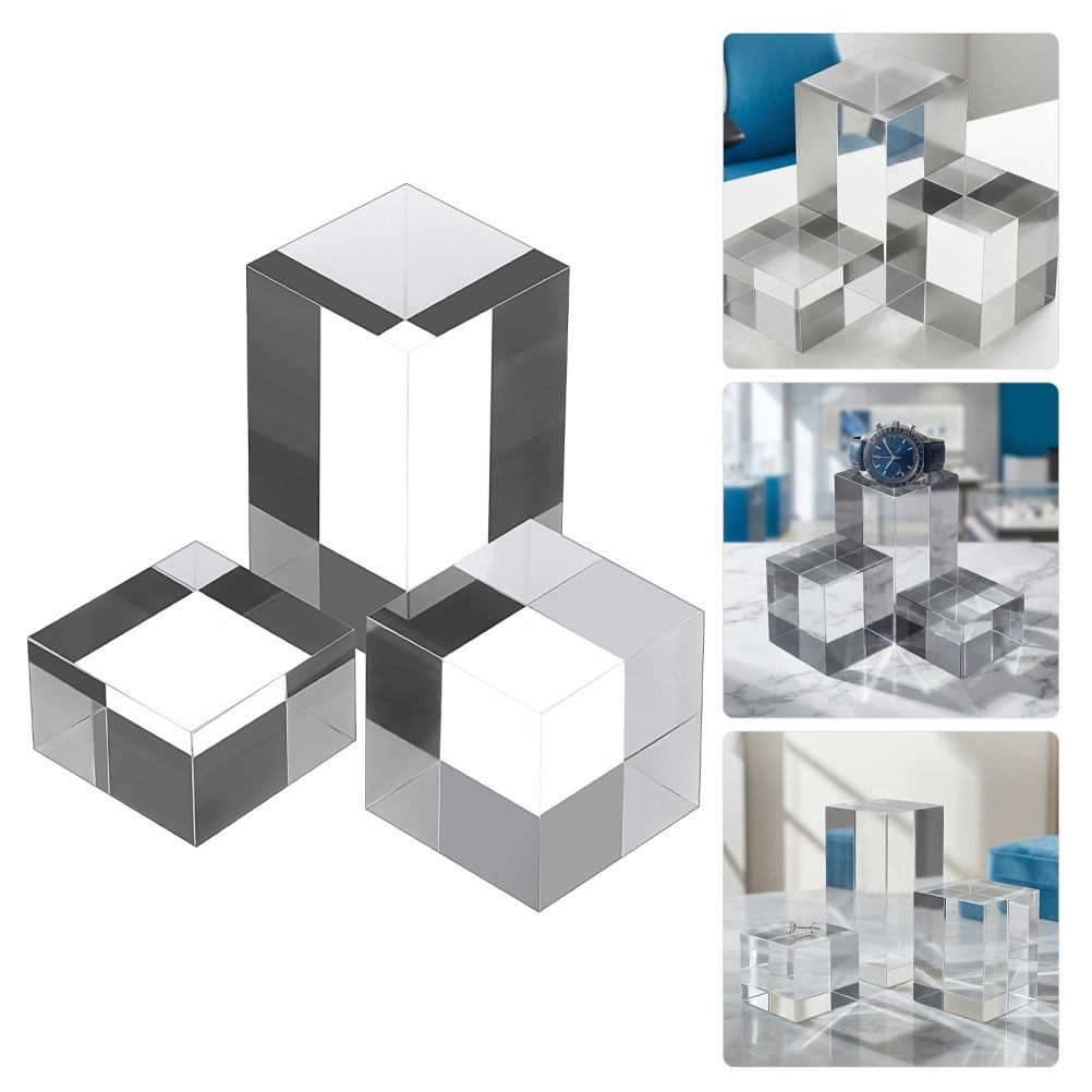 3 Pcs Acrylic Shooting Base Jewelry Box Riser Products Display Stands Showcase