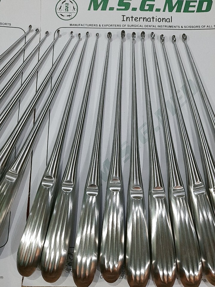 Orthopedic Spinal Brun Curettes 9"/230mm Str/Cvd Stainless 10PC Set 100% Quality