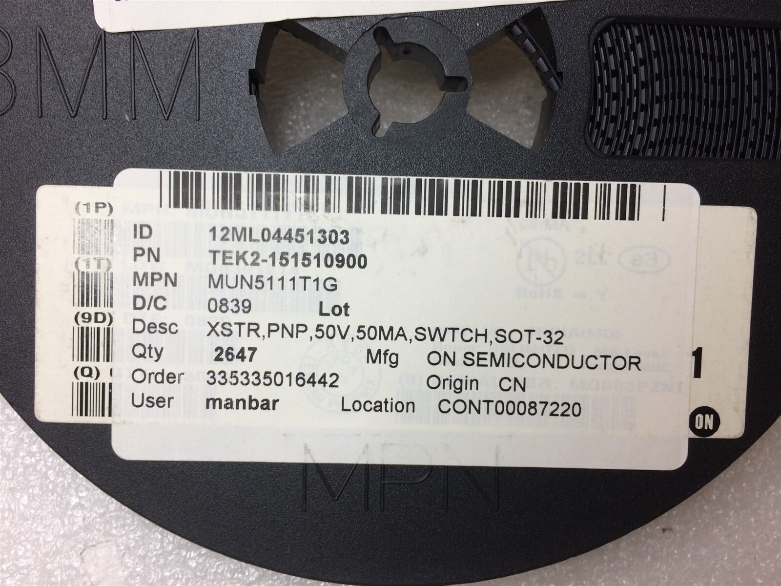 MUN5111T1G ON SEMI MUN5111 TRANS PREBIAS PNP 202MW SC70-3 ROHS 100 PIECES