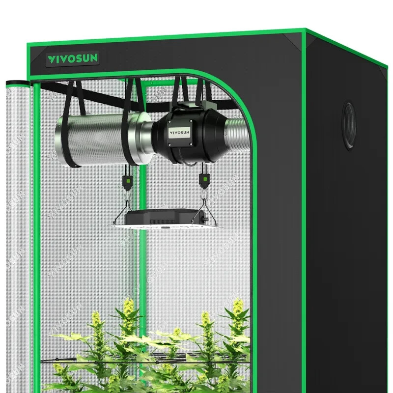 VIVOSUN 100W Led Light+48"X48"x80" Grow Tent W/4"  Fan Complete Growing Kit
