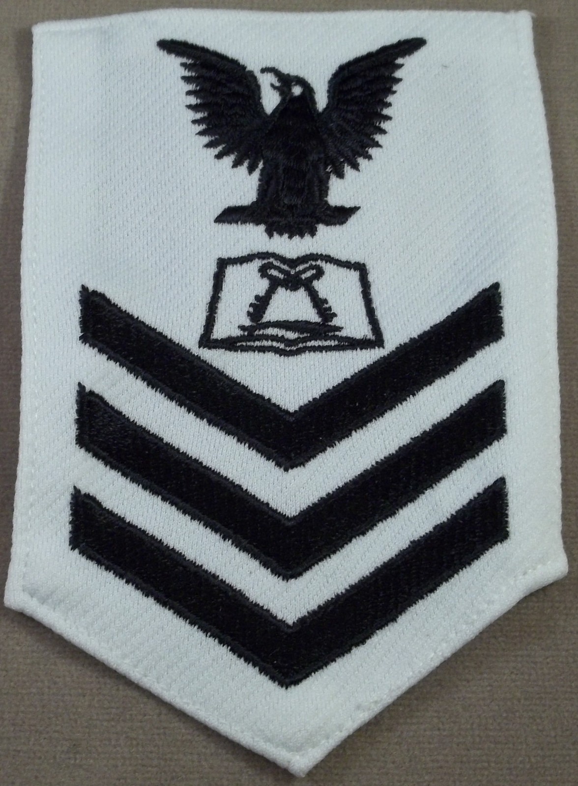US Navy Petty Officer 1st Class Culinary Specialist White Polyester Sleeve Rate
