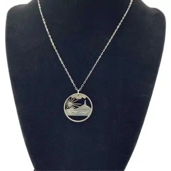 Nebraska Coin Cut Necklace State Quarter 18 inch Chain
