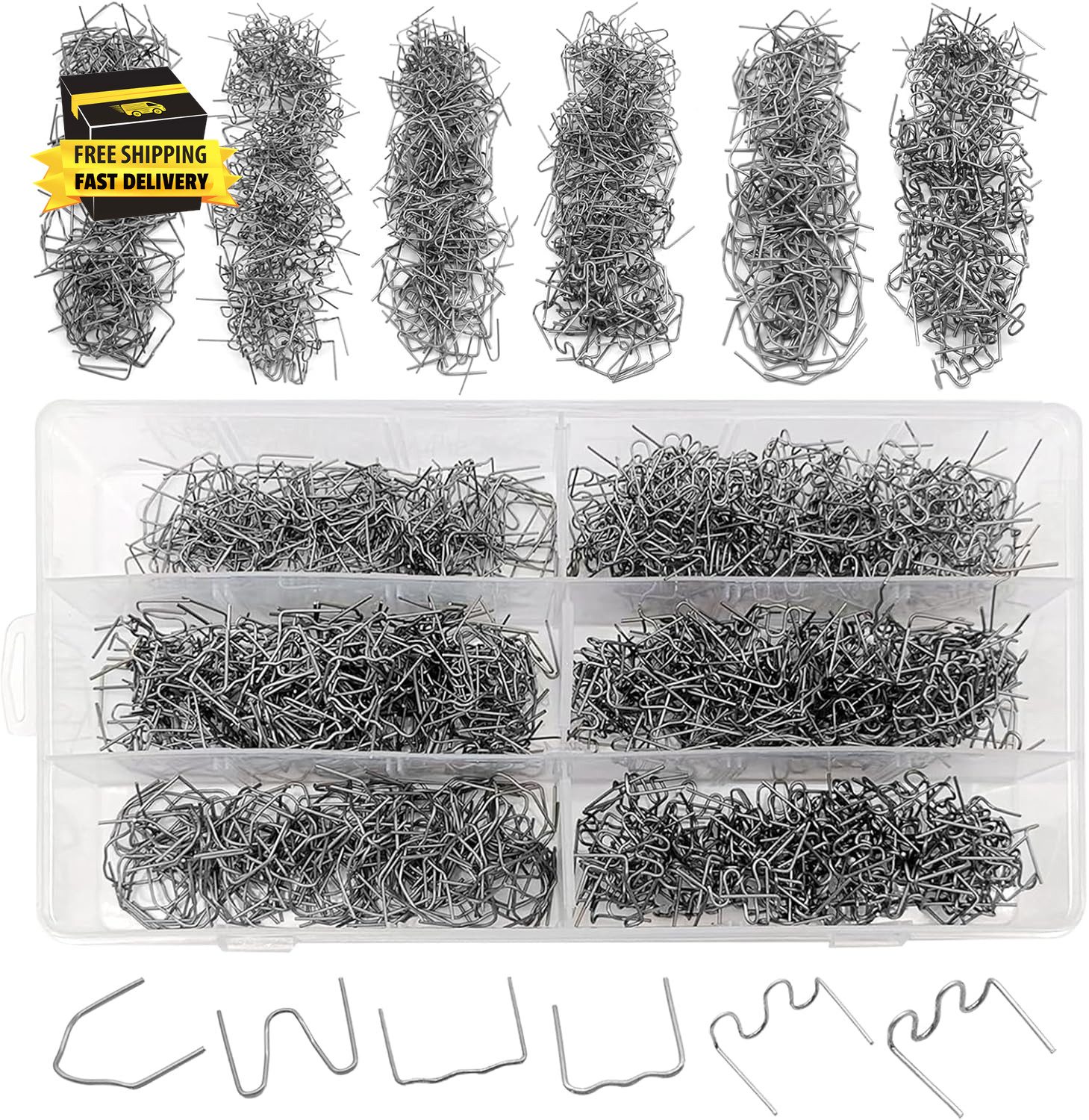 1200 Plastic Welder Staples - 6 Types Hot and Wave Staples for Car Bumper Repair