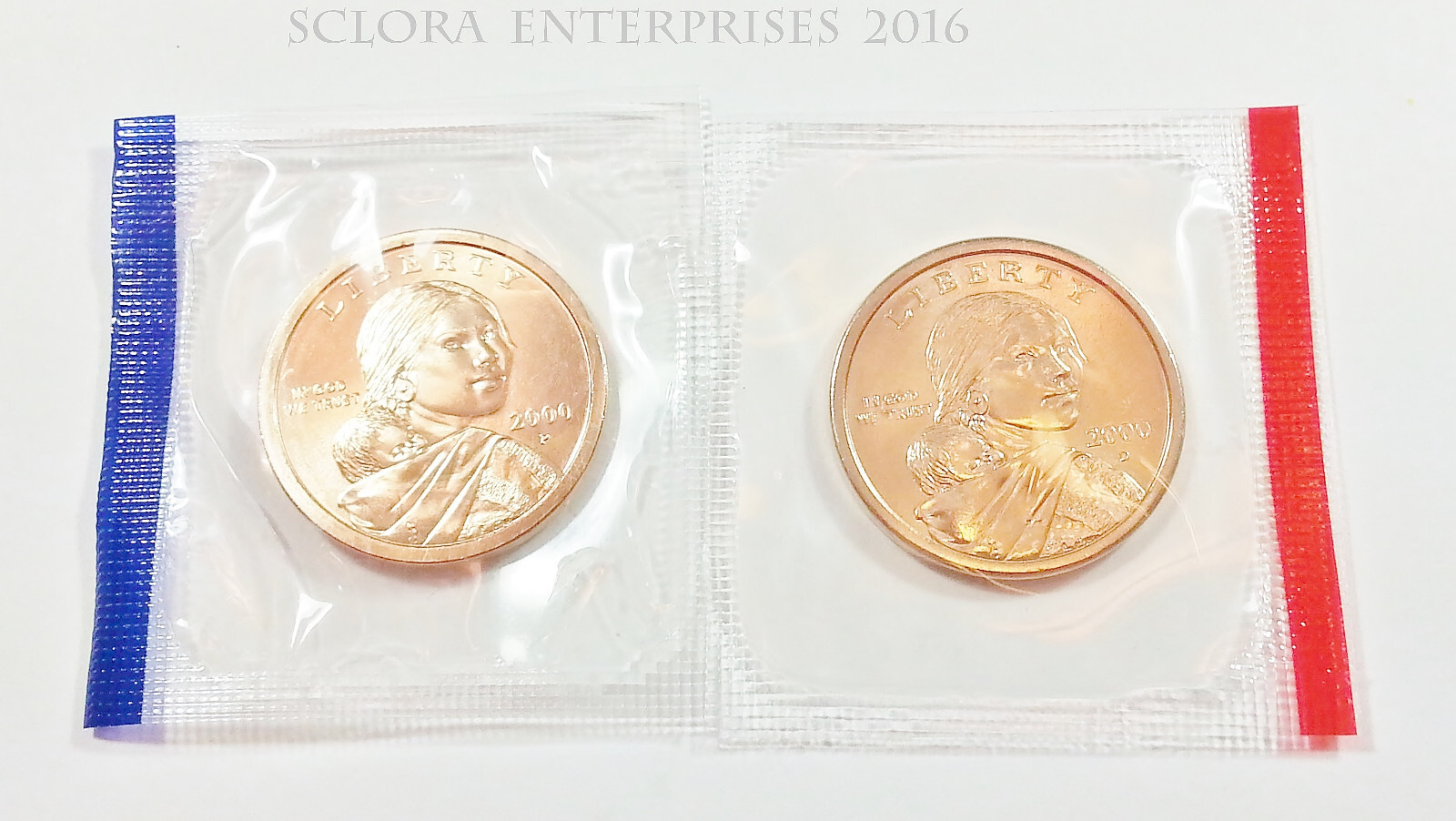 2000 P & D Sacagawea Dollar Coin Set (2 Coins)  *MINT CELLO*  **FREE SHIPPING**