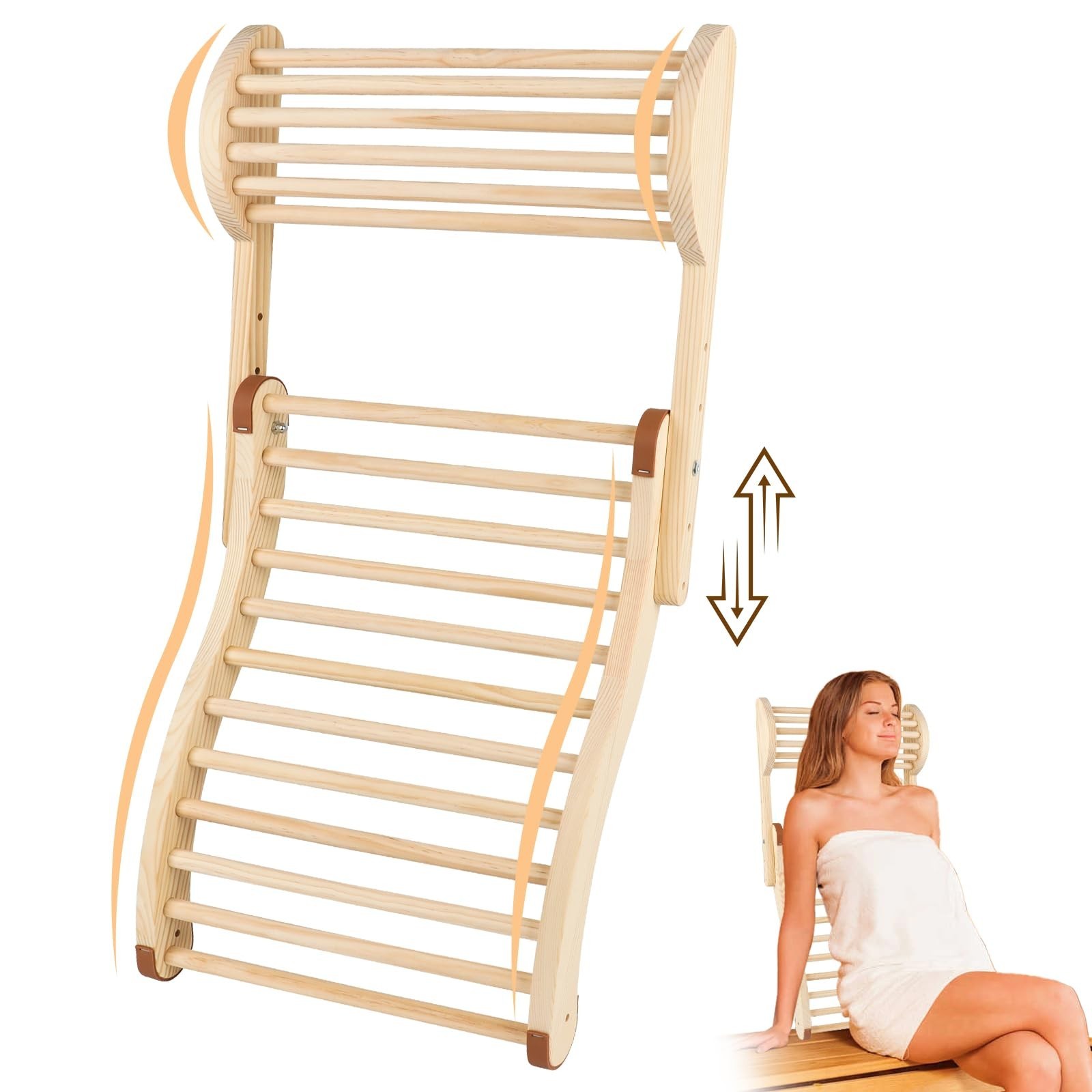 Sauna Backrest Infrared Sauna Backrest Accessories with Adjustable Pillow Woo...