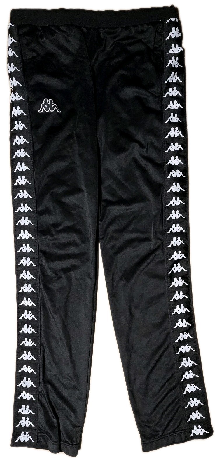 Kappa 222 Banda Track Pants Mens M Black Joggers Pockets Omini White Logo Tape