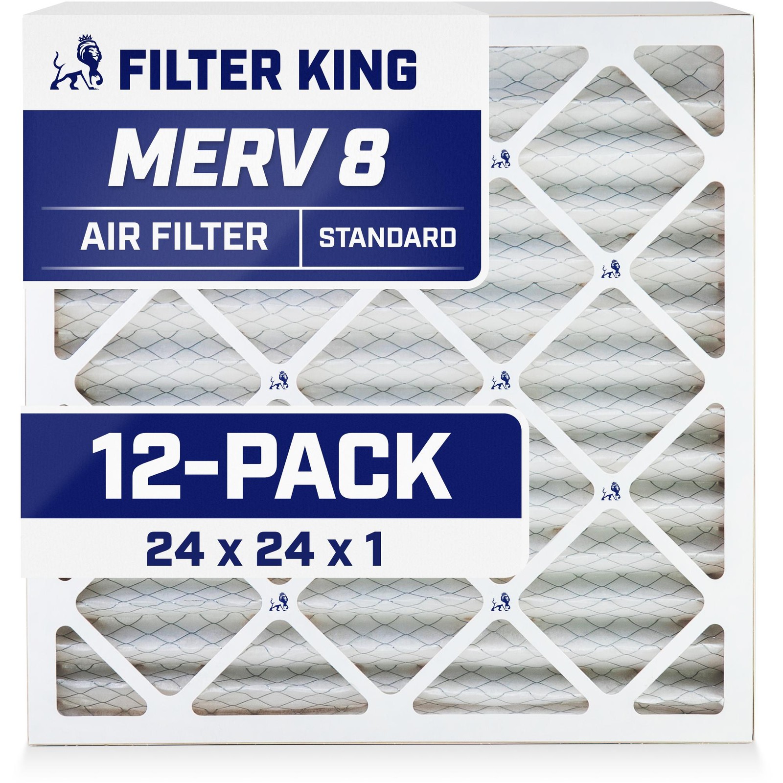 Filter King 24x24x1 Air Filter 12-PACK MERV 8 Actual Size 23.5 x 23.5 x .75"