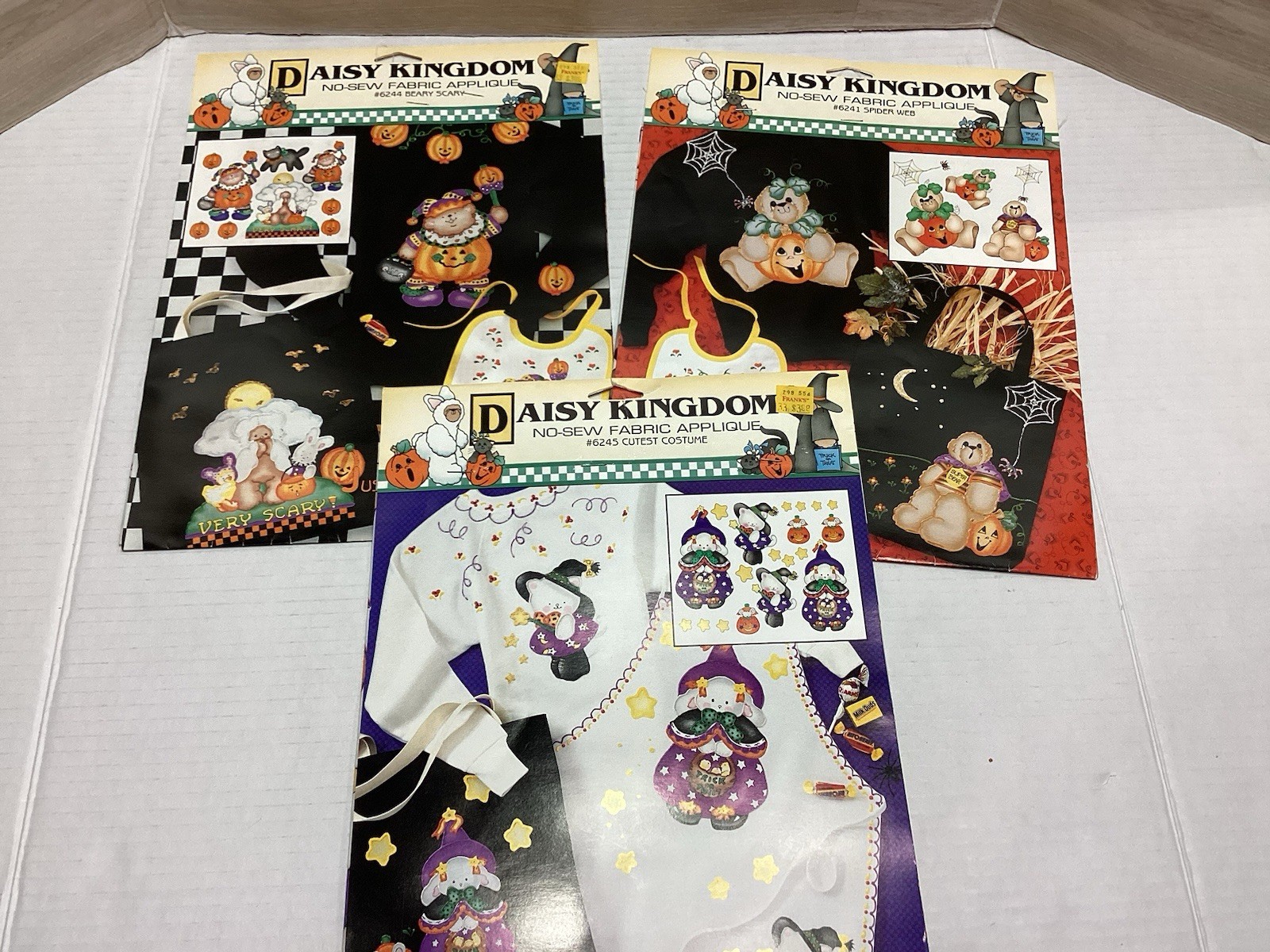 3 Daisy Kingdom Halloween Fabric Applique Cat Pumpkin Bear Lot NIP 3 Assorted