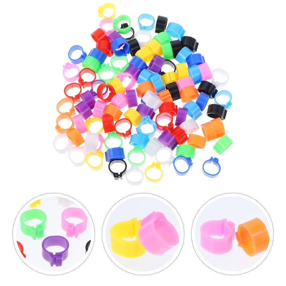 100PCS Plastic Bird Identification Rings Pigeon Foot Bands Mixed Color Clips