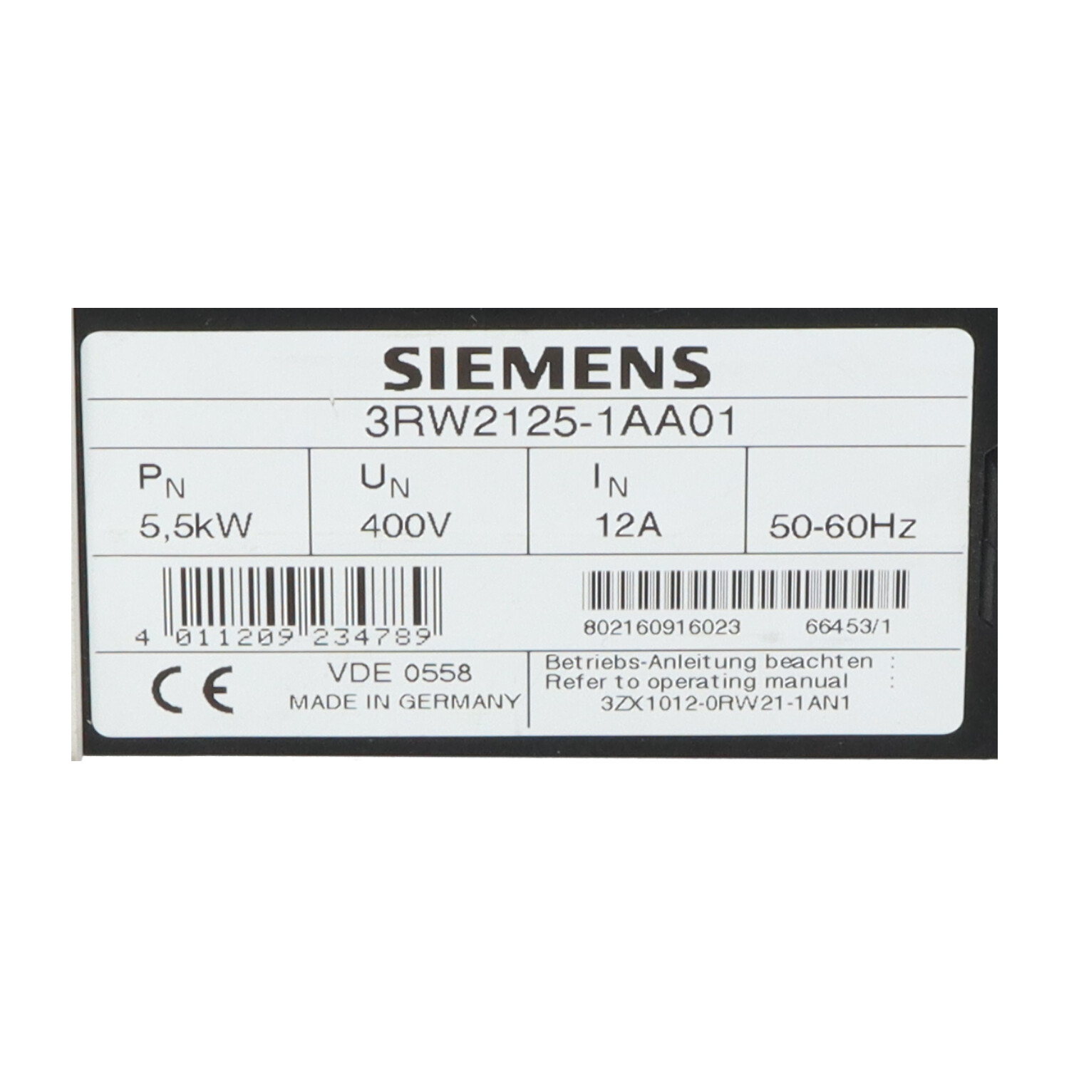 Siemens 3RW2125-1AA01 New NMP