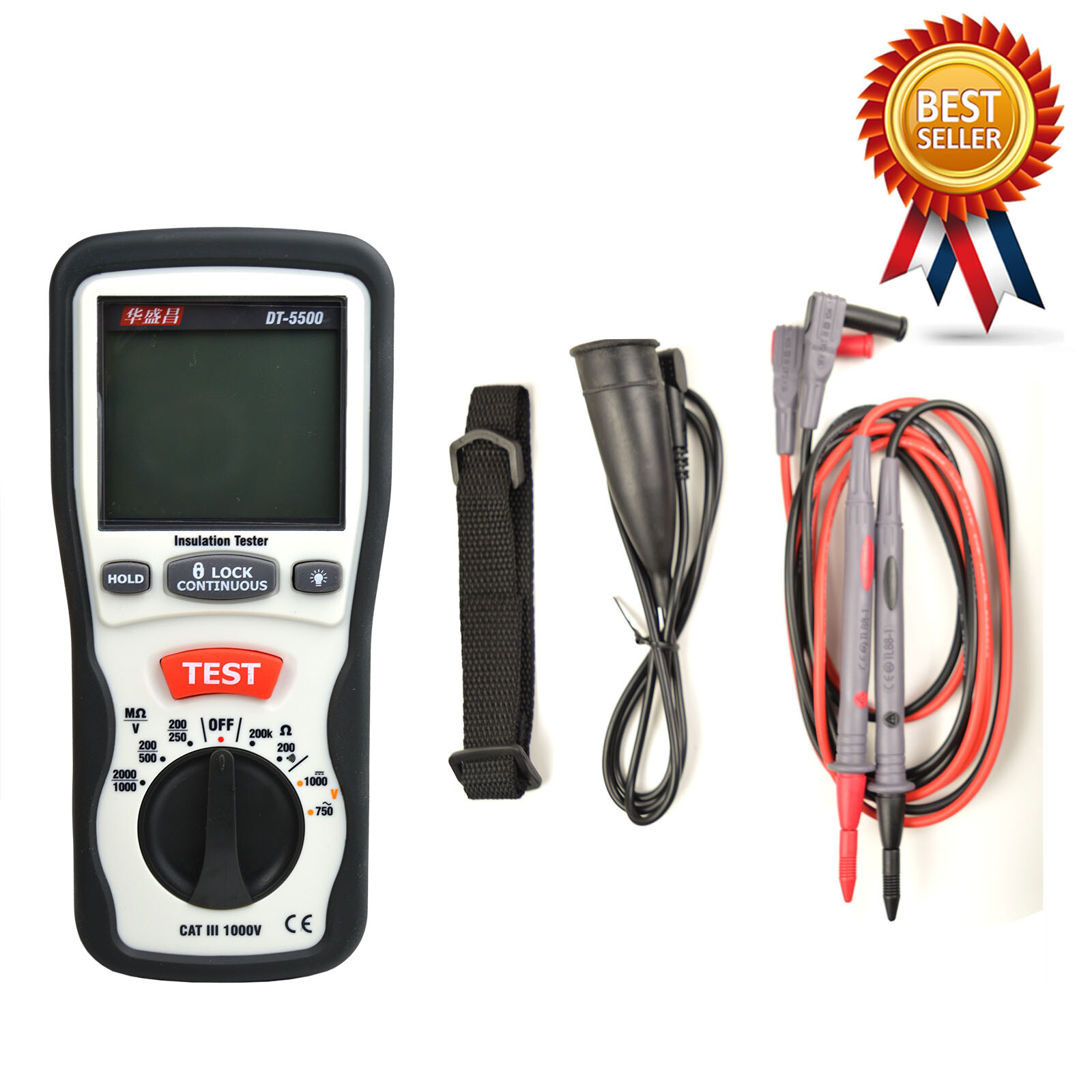 CEM DT-5500 Isolation Tester Large Dual Backlit Display