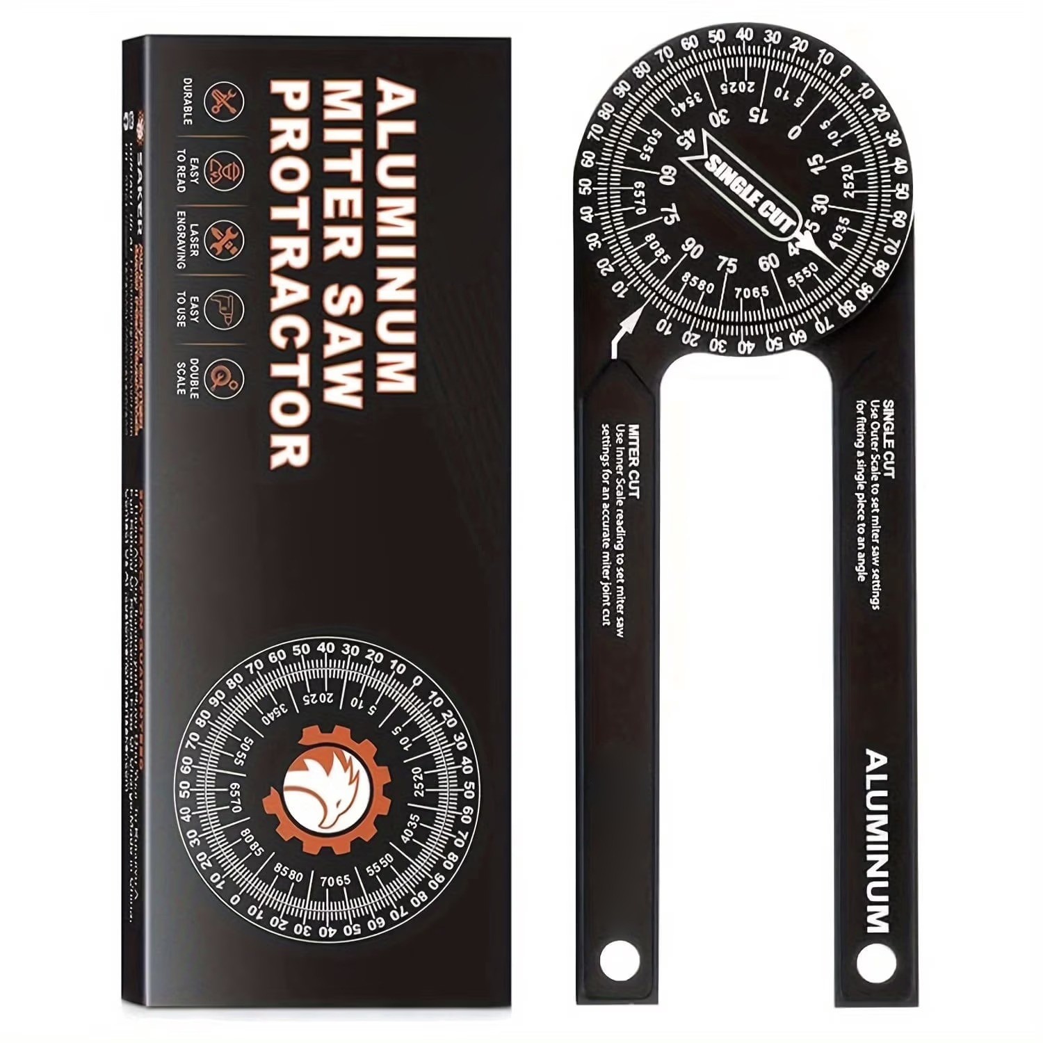 7" Aluminum Miter Saw Protractor, Rustproof Angle Finder Tool for Woodworking