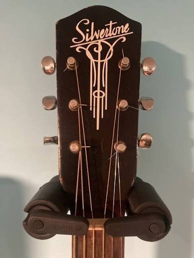 Vintage SILVERTONE 1940s Guitar Waterslide "Wind Chime" Decal, Opaque White Ink