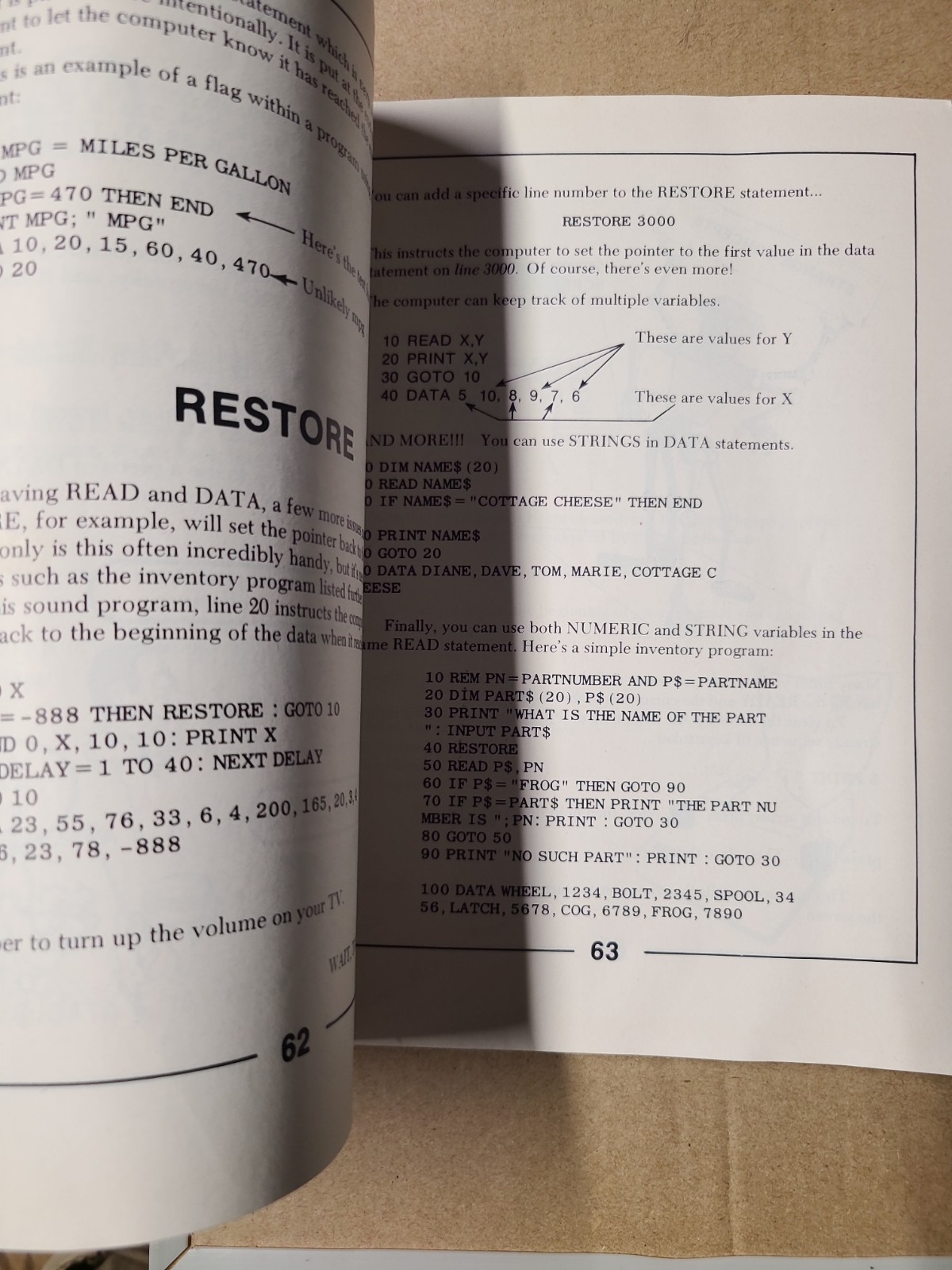 INSIDE Atari BASIC MANUAL cover Atari 400/800/XL/XE Creased cover Vintage